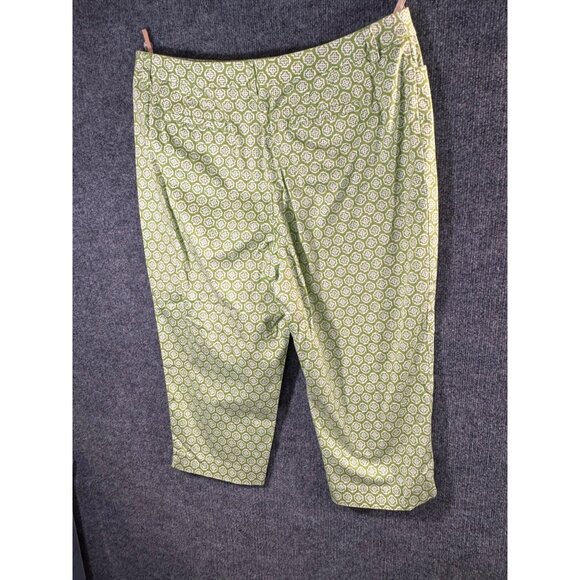 Talbots womens size 16 green and white stretch capri ankle trousers pant - Picture 15 of 16